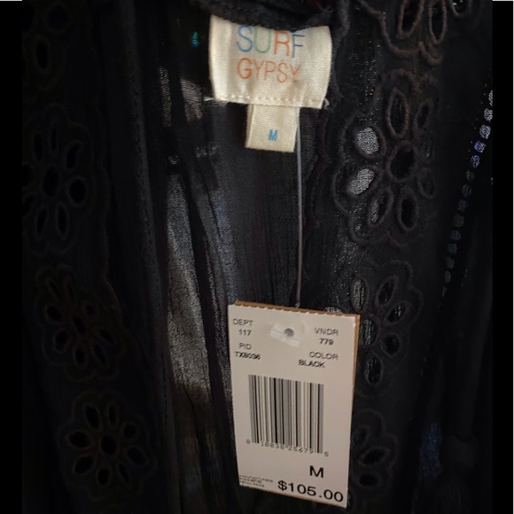 Surf gypsy Eyelet Maxi Dress Swim Cover-up In Black new with tags size medium - Picture 4 of 10